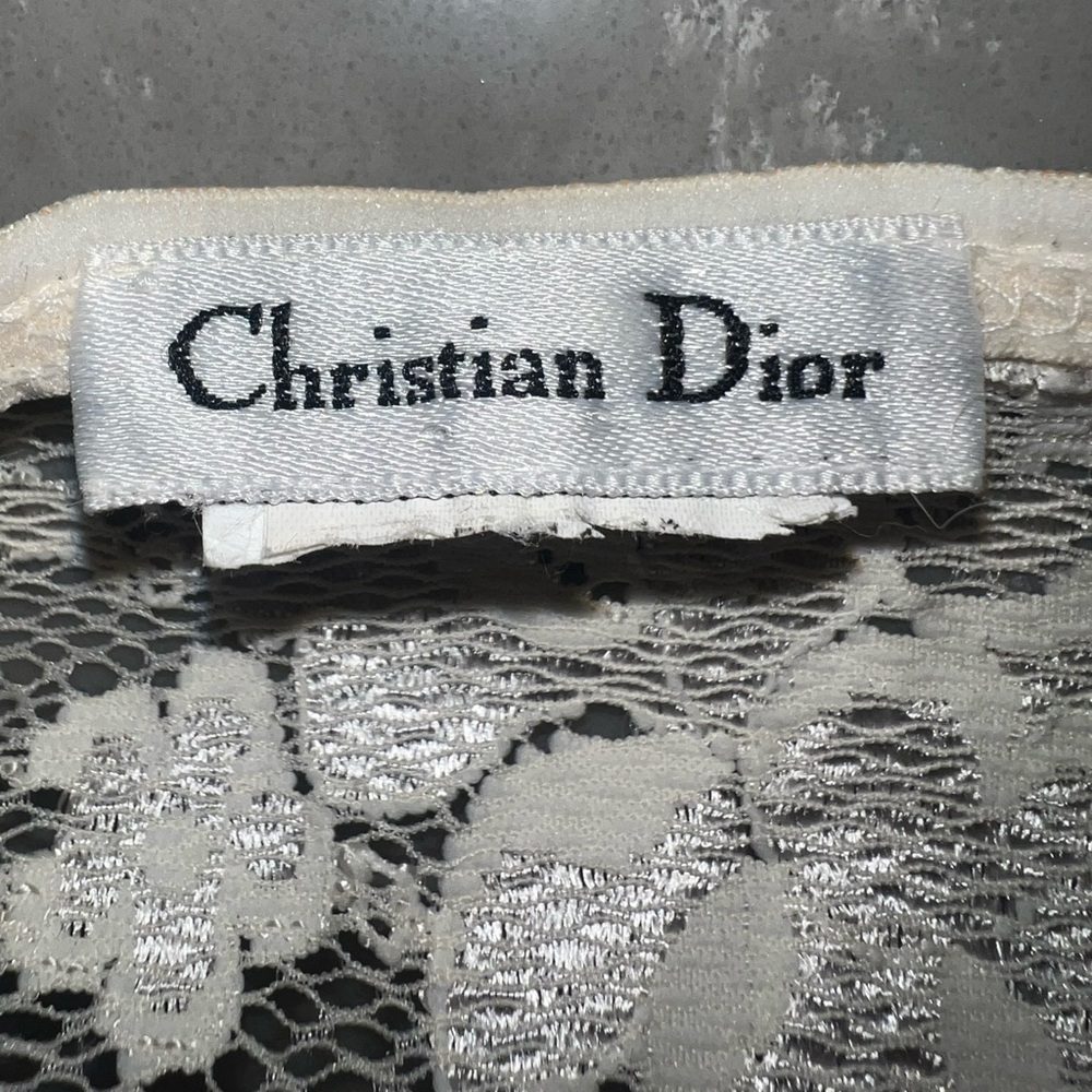 CHRISTIAN DIOR Cream Lace Top-LIKE NEW - Picture 2 of 6